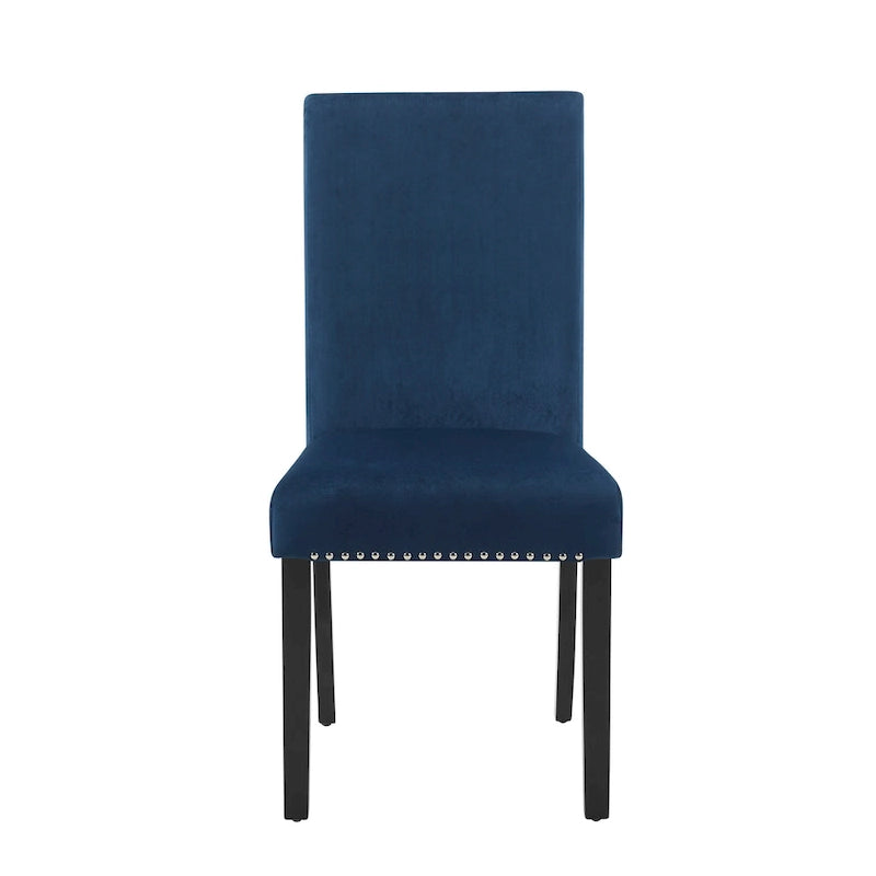 Chaise de salle à manger contemporaine en velours Cobre de Roundhill Furniture, ornée de clous décoratifs, lot de 2