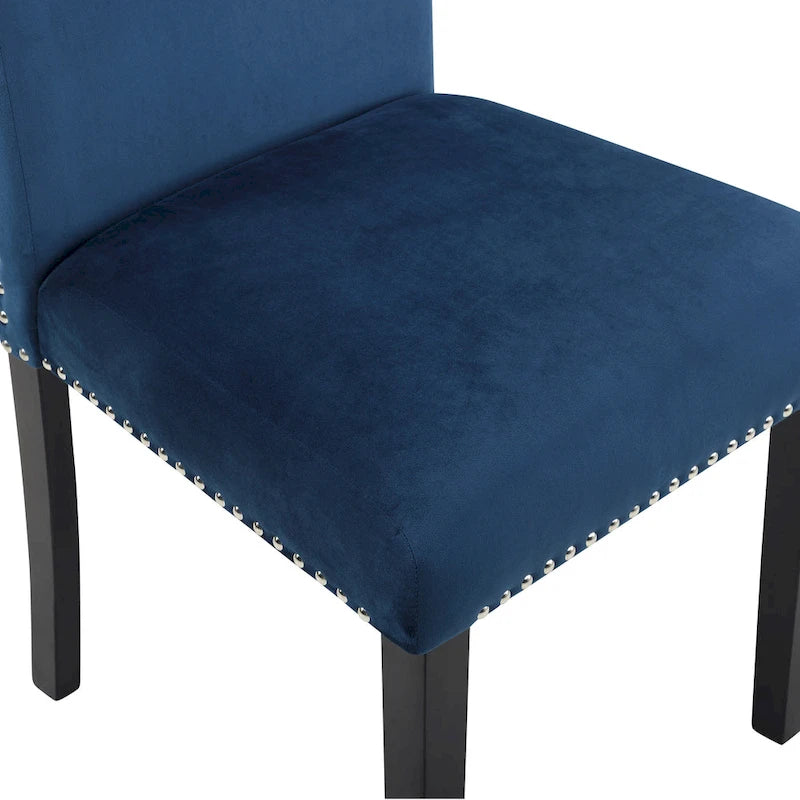 Chaise de salle à manger contemporaine en velours Cobre de Roundhill Furniture, ornée de clous décoratifs, lot de 2