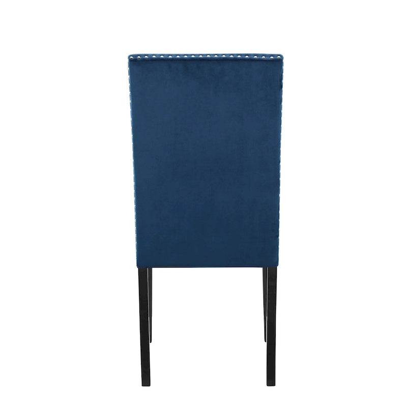 Chaise de salle à manger contemporaine en velours Cobre de Roundhill Furniture, ornée de clous décoratifs, lot de 2
