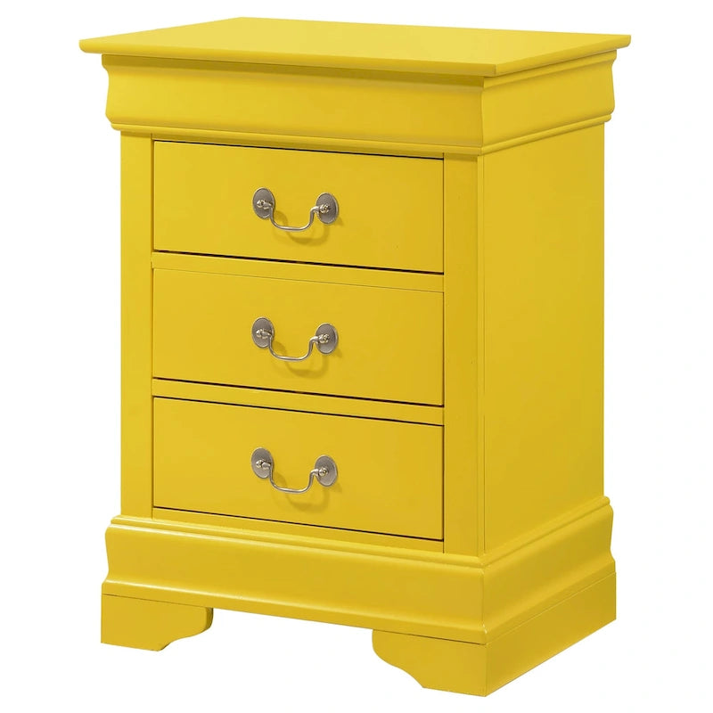 Table de chevet Louis Philippe à 3 tiroirs (74 cm H x 53 cm L x 41 cm P)