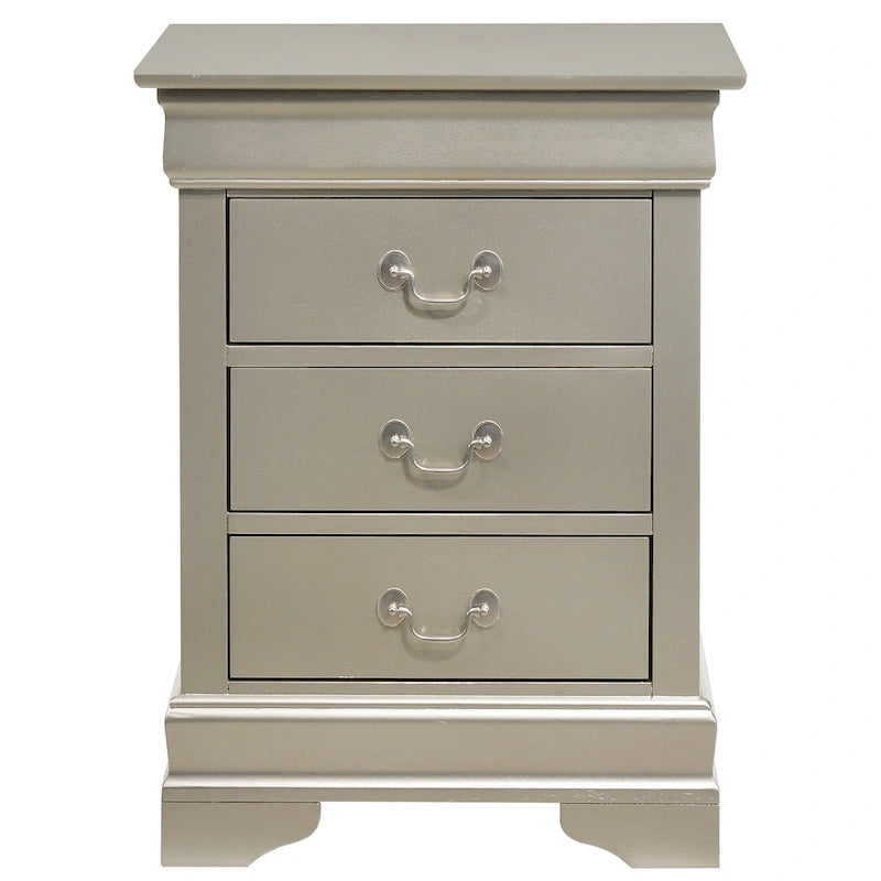 Table de chevet Louis Philippe à 3 tiroirs (74 cm H x 53 cm L x 41 cm P)