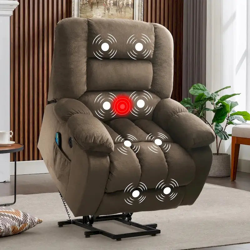 Fauteuil inclinable électrique avec assistance au levage et massage pour personnes âgées