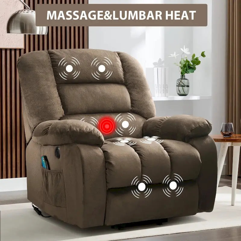 Fauteuil inclinable électrique avec assistance au levage et massage pour personnes âgées