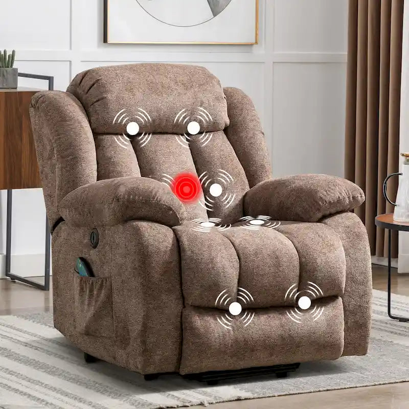 Fauteuil inclinable électrique avec assistance au levage et massage pour personnes âgées