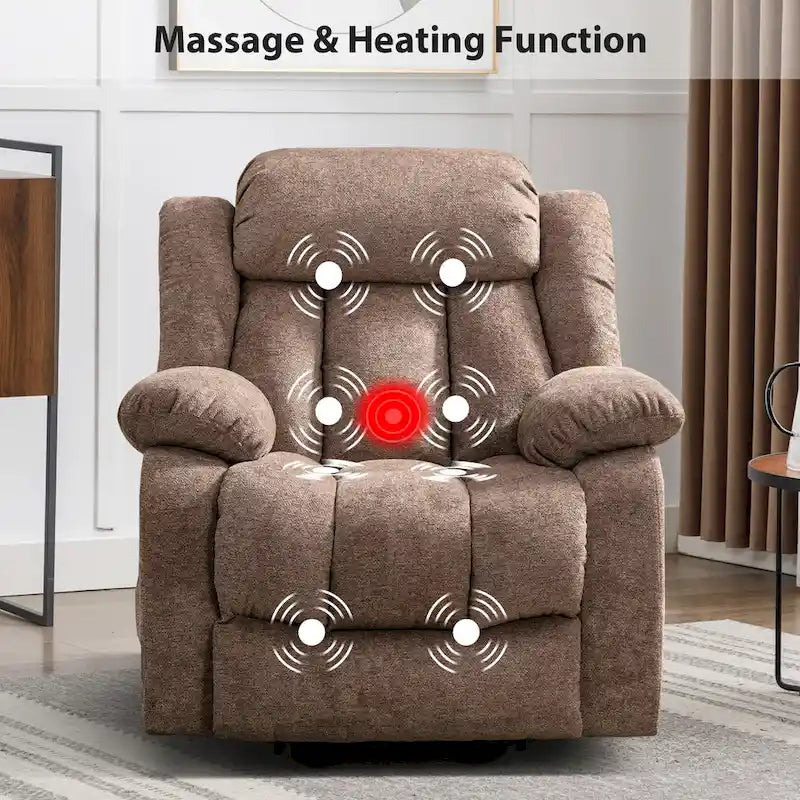 Fauteuil inclinable électrique avec assistance au levage et massage pour personnes âgées