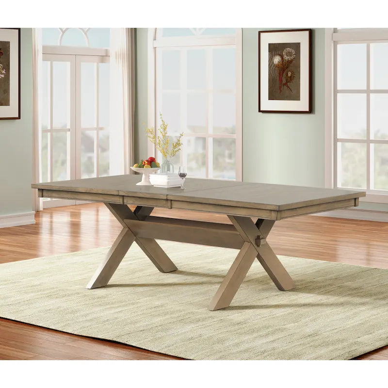 Ensemble de salle à manger 7 pièces Roundhill Furniture Raven Wood, table extensible et 6 chaises, pin laqué brun