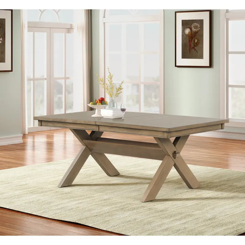 Ensemble de salle à manger 7 pièces Roundhill Furniture Raven Wood, table extensible et 6 chaises, pin laqué brun