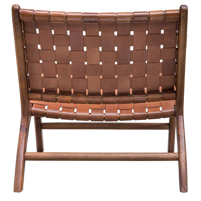 Fauteuil d'appoint en cuir tressé Uttermost Plait