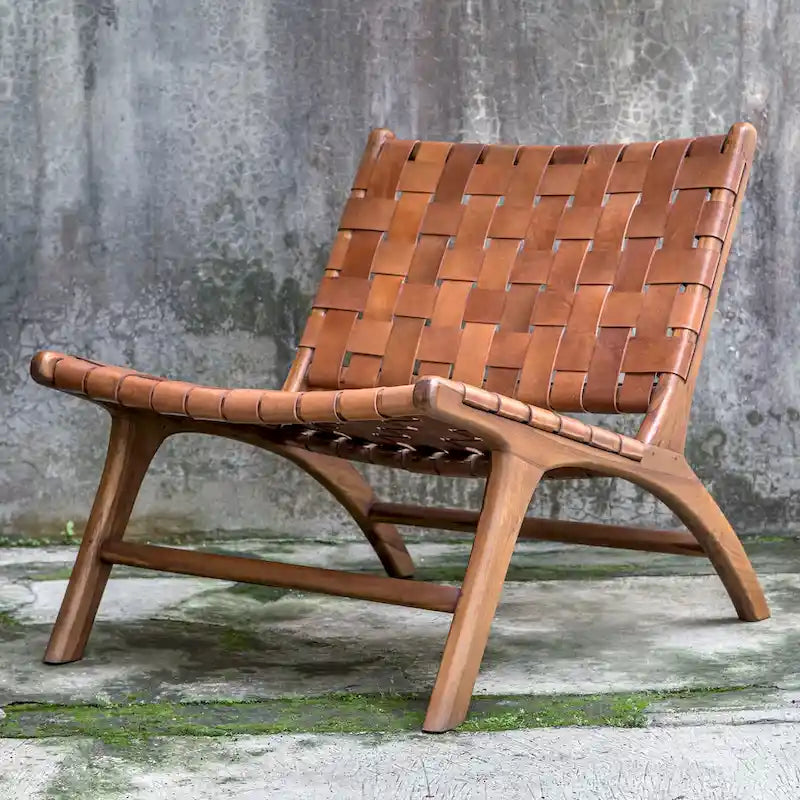 Fauteuil d'appoint en cuir tressé Uttermost Plait