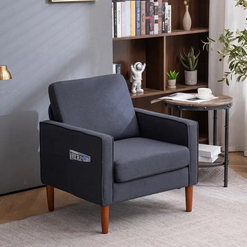 Fauteuil d'appoint monoplace Nuclear Bomb II avec pieds en bois massif