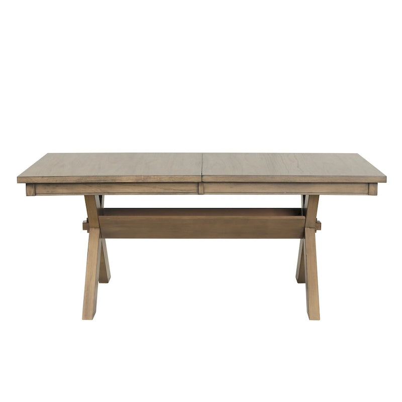 Table de salle à manger extensible à tréteaux en bois Raven de Roundhill Furniture, avec rallonge, pin verni brun