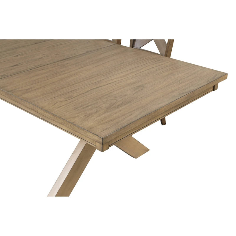 Table de salle à manger extensible à tréteaux en bois Raven de Roundhill Furniture, avec rallonge, pin verni brun