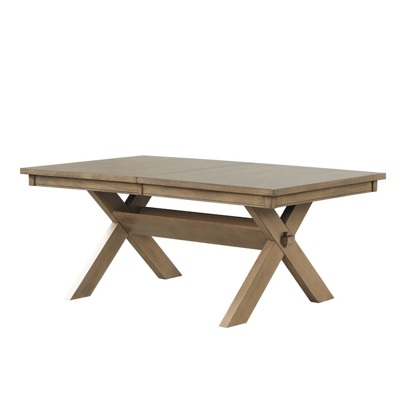 Table de salle à manger extensible à tréteaux en bois Raven de Roundhill Furniture, avec rallonge, pin verni brun