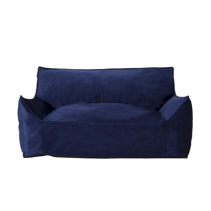 Pouf géant 2 places Velie en velours avec accoudoirs, par Christopher Knight Home