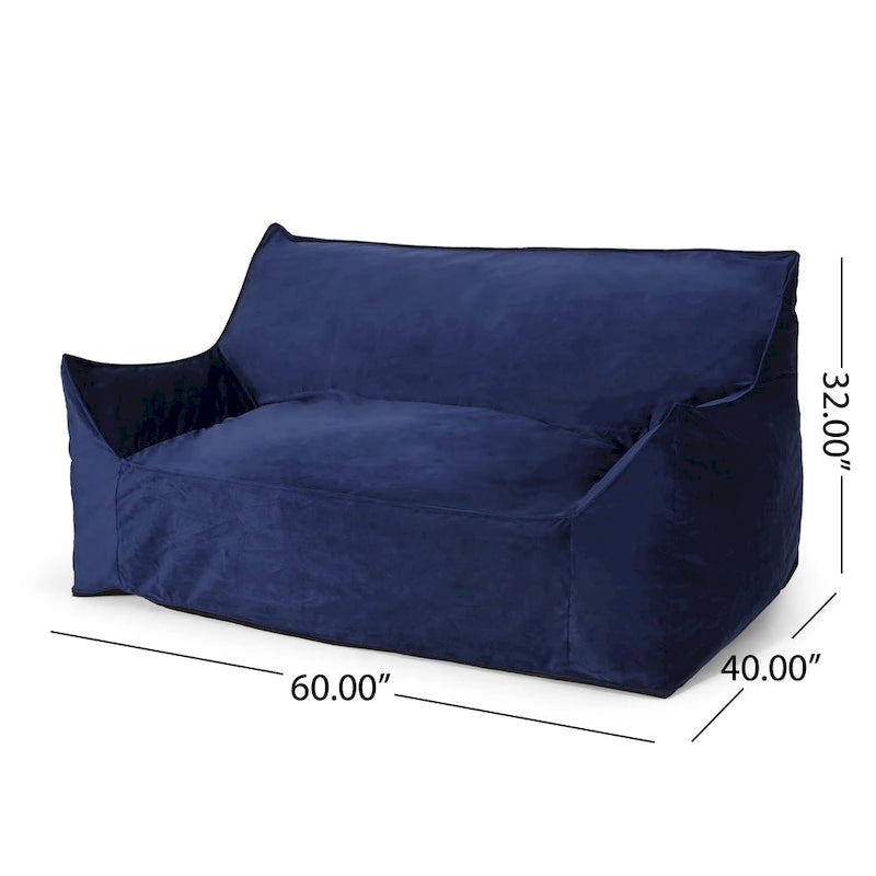 Pouf géant 2 places Velie en velours avec accoudoirs, par Christopher Knight Home