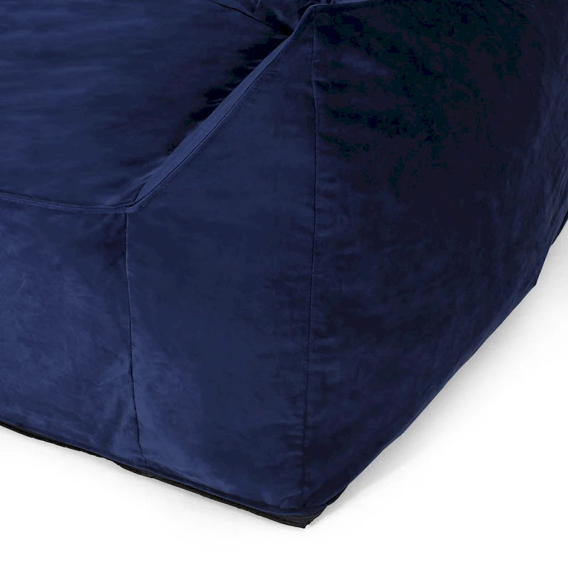 Pouf géant 2 places Velie en velours avec accoudoirs, par Christopher Knight Home