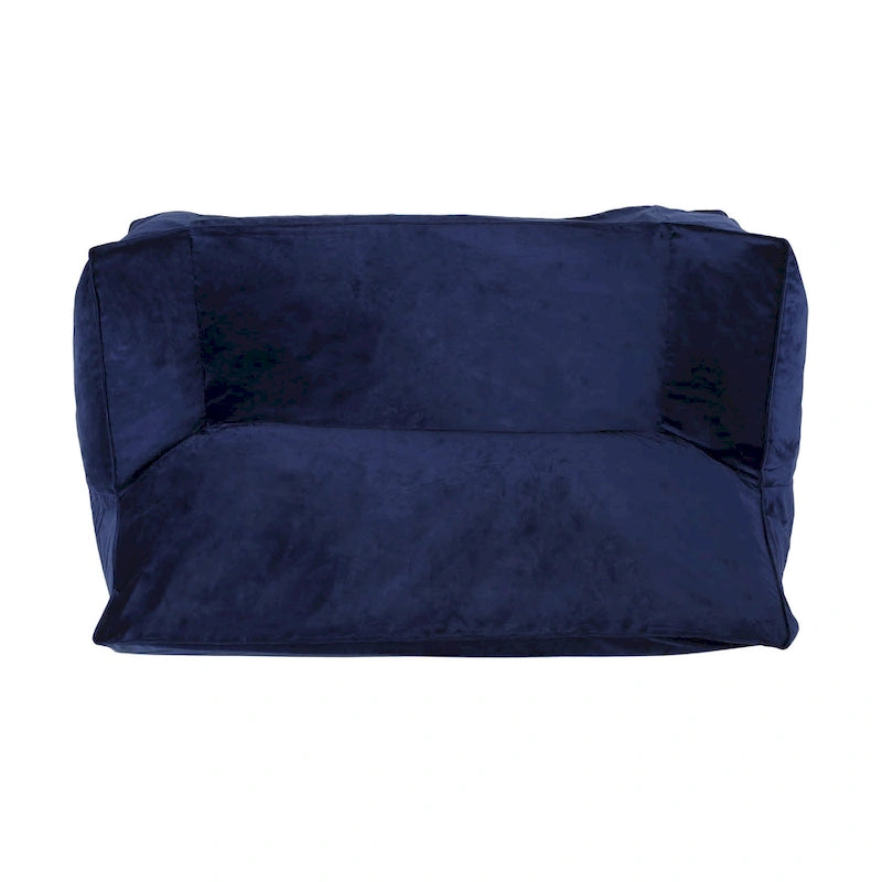 Pouf géant 2 places Velie en velours avec accoudoirs, par Christopher Knight Home