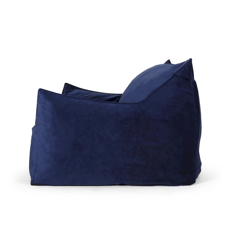 Pouf géant 2 places Velie en velours avec accoudoirs, par Christopher Knight Home