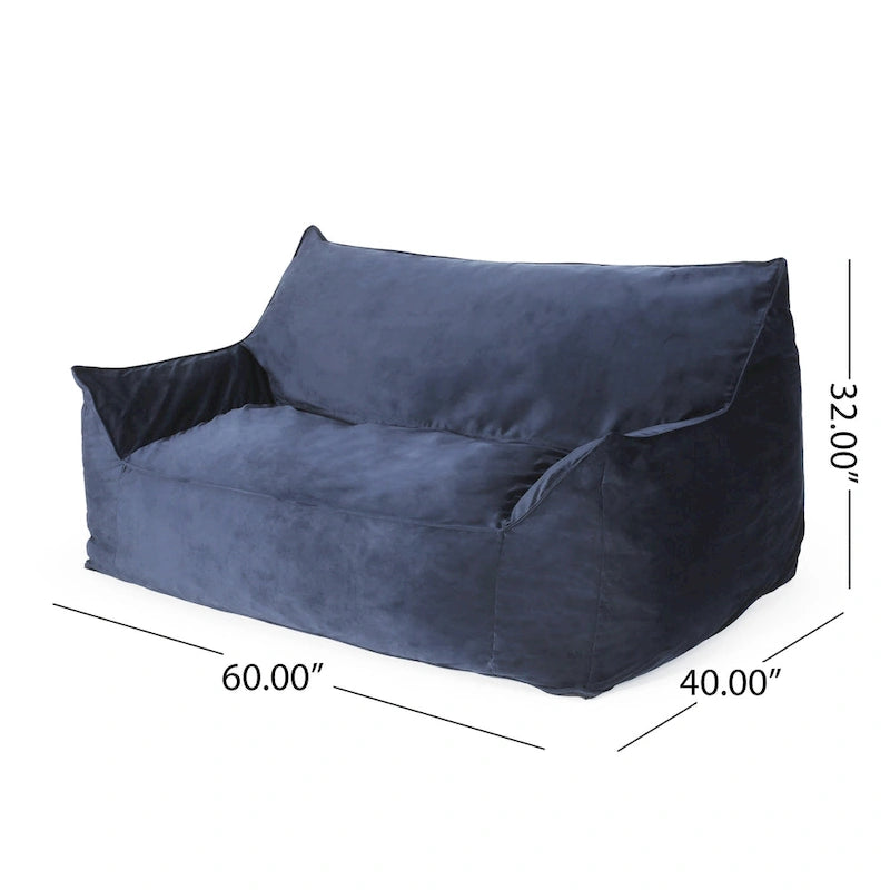Pouf géant 2 places Velie en velours avec accoudoirs, par Christopher Knight Home