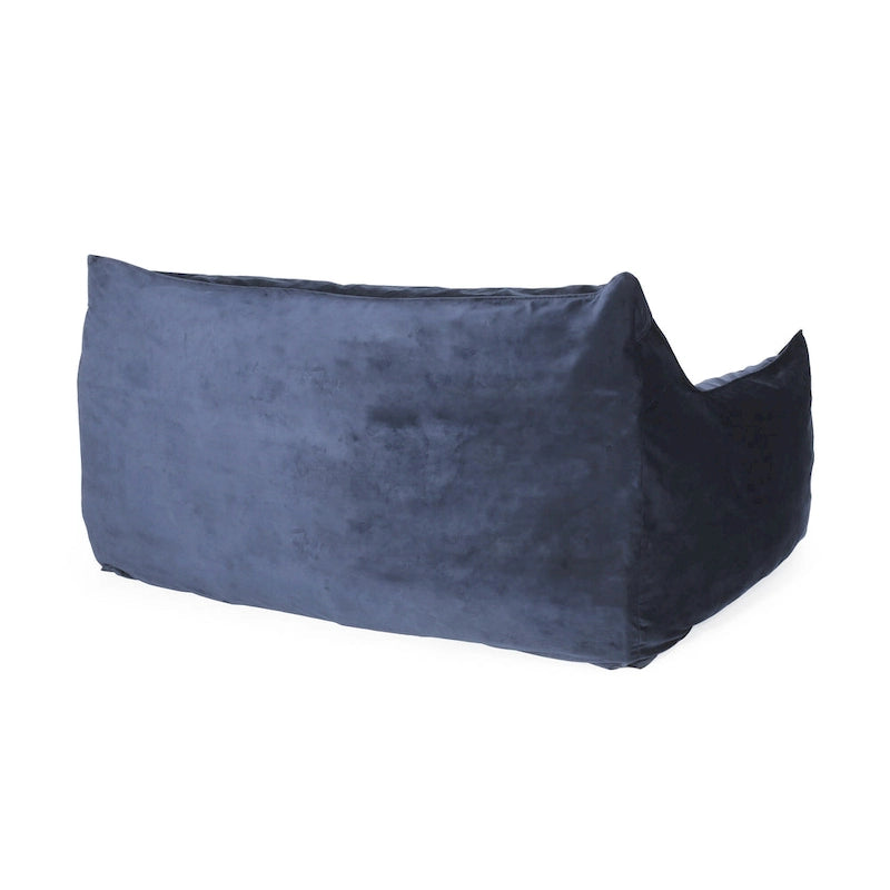 Pouf géant 2 places Velie en velours avec accoudoirs, par Christopher Knight Home