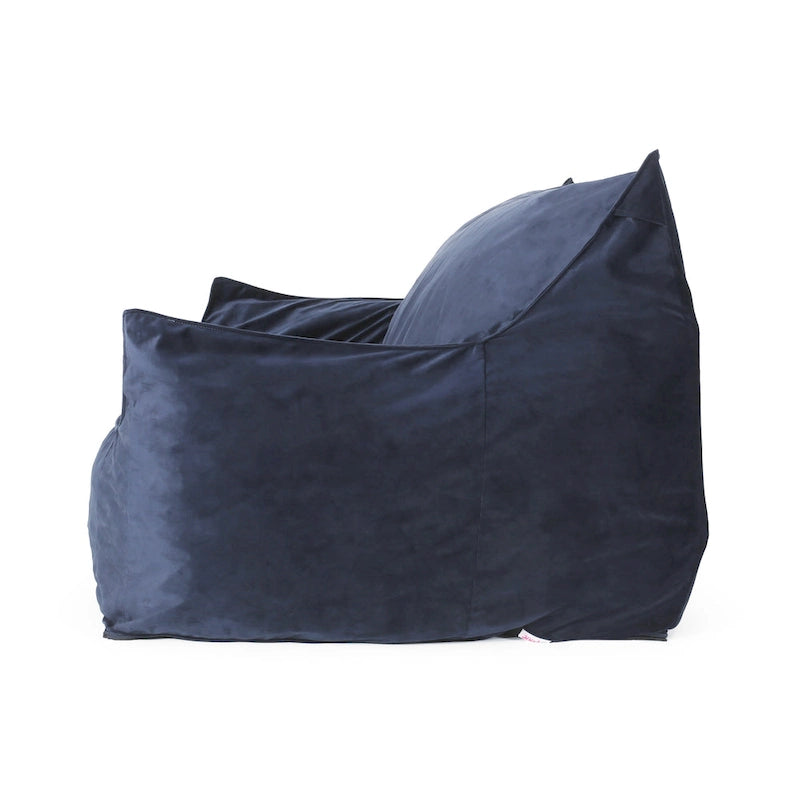 Pouf géant 2 places Velie en velours avec accoudoirs, par Christopher Knight Home