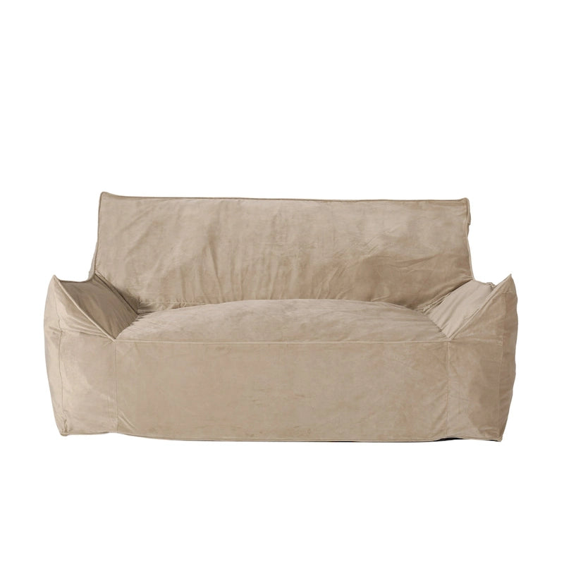 Pouf géant 2 places Velie en velours avec accoudoirs, par Christopher Knight Home