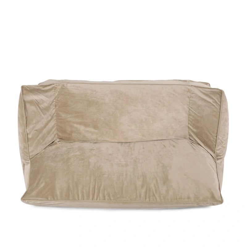 Pouf géant 2 places Velie en velours avec accoudoirs, par Christopher Knight Home