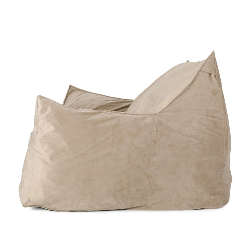 Pouf géant 2 places Velie en velours avec accoudoirs, par Christopher Knight Home