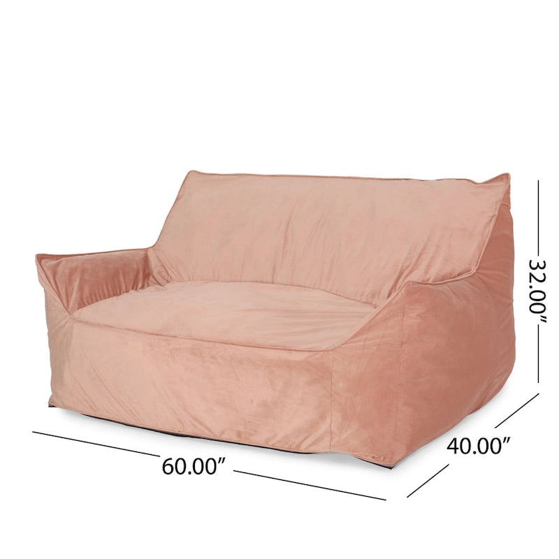 Pouf géant 2 places Velie en velours avec accoudoirs, par Christopher Knight Home