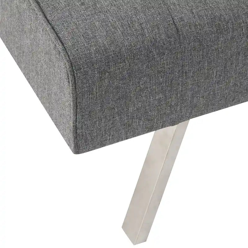 Canapé-lit futon capitonné de style moderne du milieu du siècle, à dossier divisé et pieds chromés