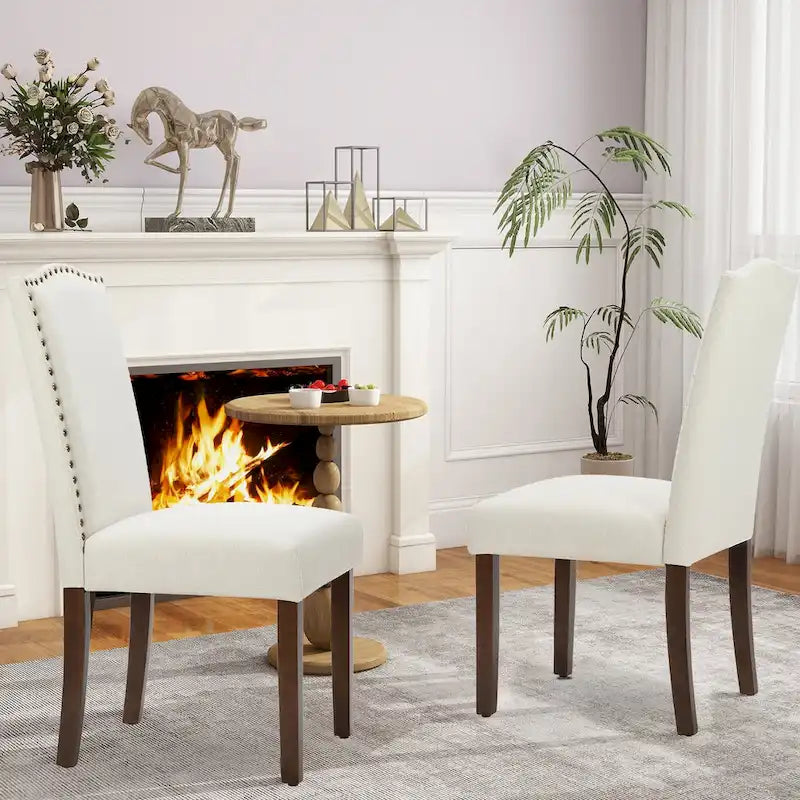 Ensemble de 2 chaises de salle à manger, chaises de cuisine rembourrées en tissu, style moderne du milieu du siècle, chaises d'appoint haut de gamme pour salle à manger