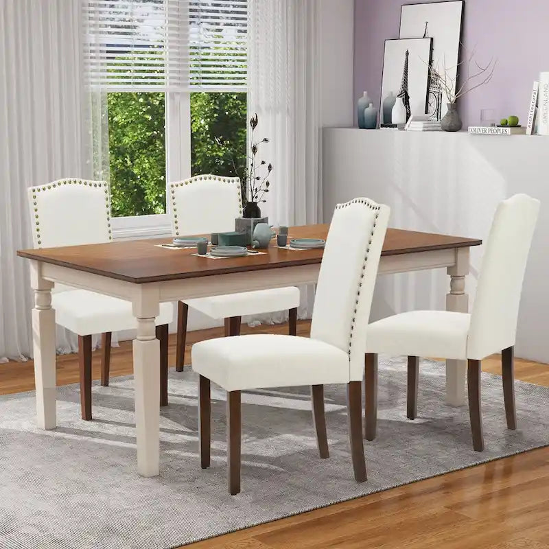Ensemble de 2 chaises de salle à manger, chaises de cuisine rembourrées en tissu, style moderne du milieu du siècle, chaises d'appoint haut de gamme pour salle à manger
