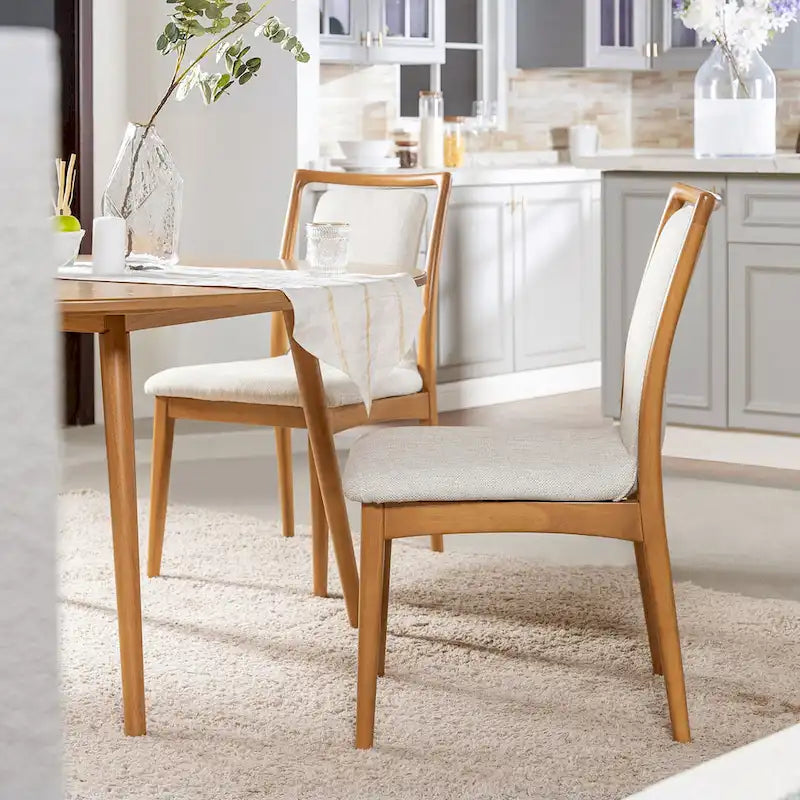 Chaises de salle à manger scandinaves en bois brun clair naturel (lot de 2)