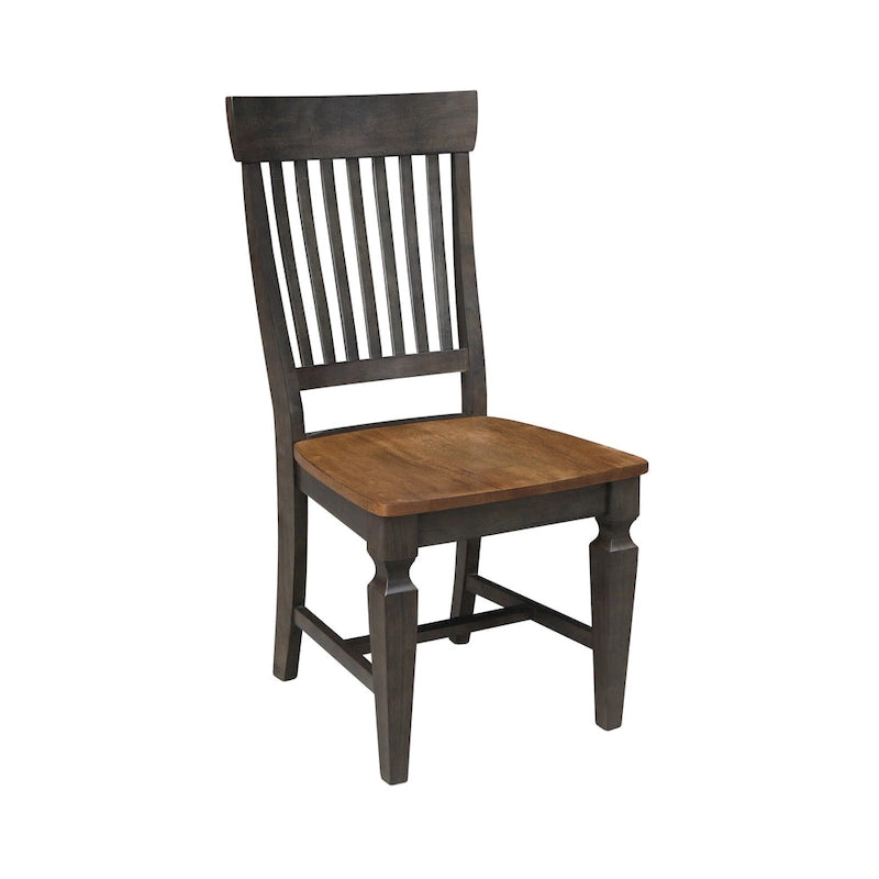 Table de salle à manger ronde à double abattant de 42 po avec 2 chaises à dossier à lattes en hickory/charbon délavé