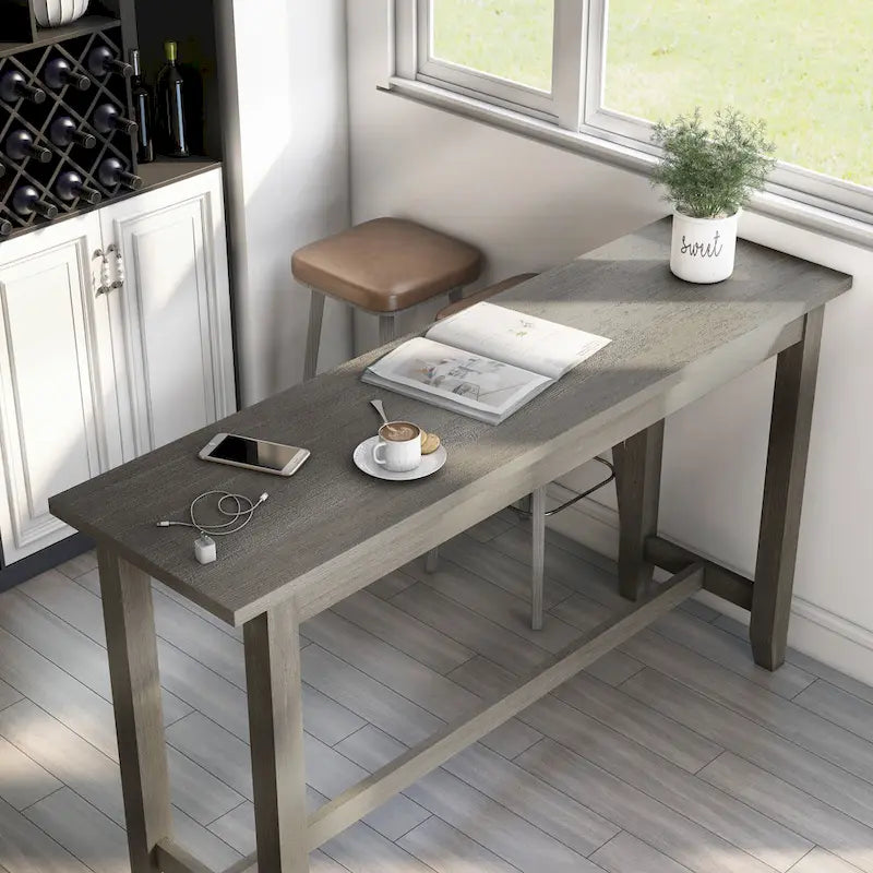 Table haute de comptoir Ibella 64 pouces de Furniture of America avec port USB