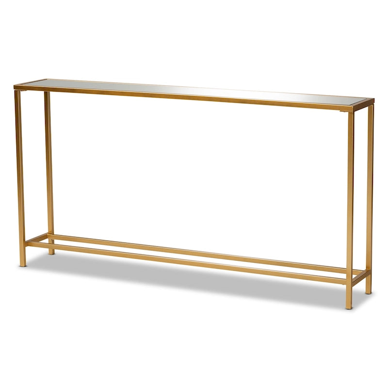 Console Alessa en métal doré et verre miroir