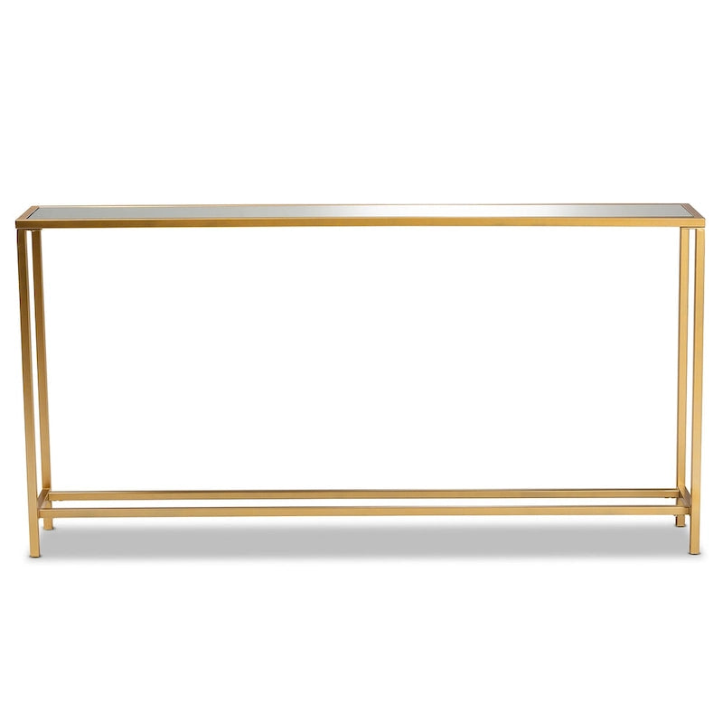 Console Alessa en métal doré et verre miroir
