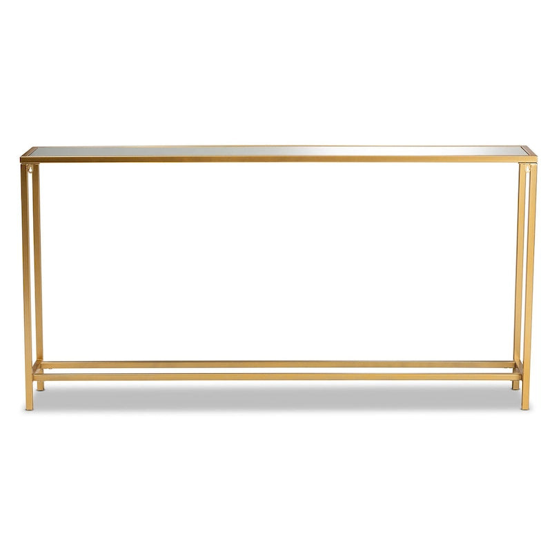 Console Alessa en métal doré et verre miroir