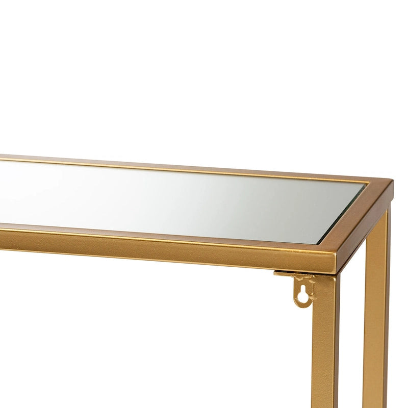 Console Alessa en métal doré et verre miroir