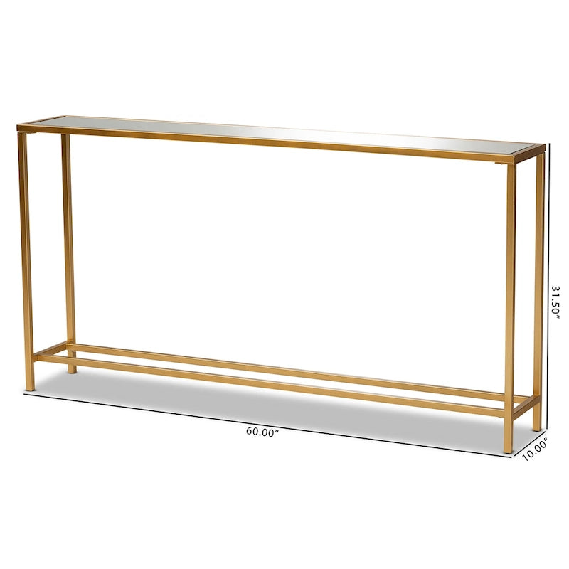 Console Alessa en métal doré et verre miroir
