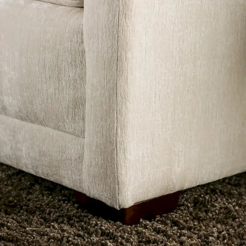 Canapé Breward transitionnel beige chenille recouvert de coussins par Furniture of America