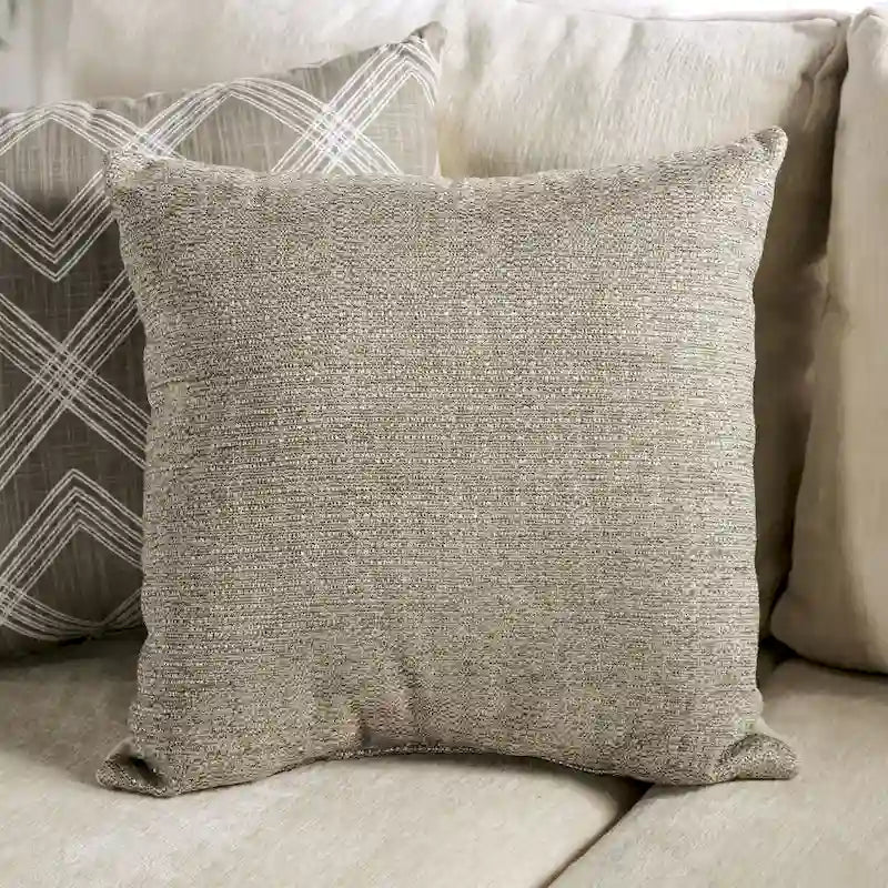 Canapé Breward transitionnel beige chenille recouvert de coussins par Furniture of America
