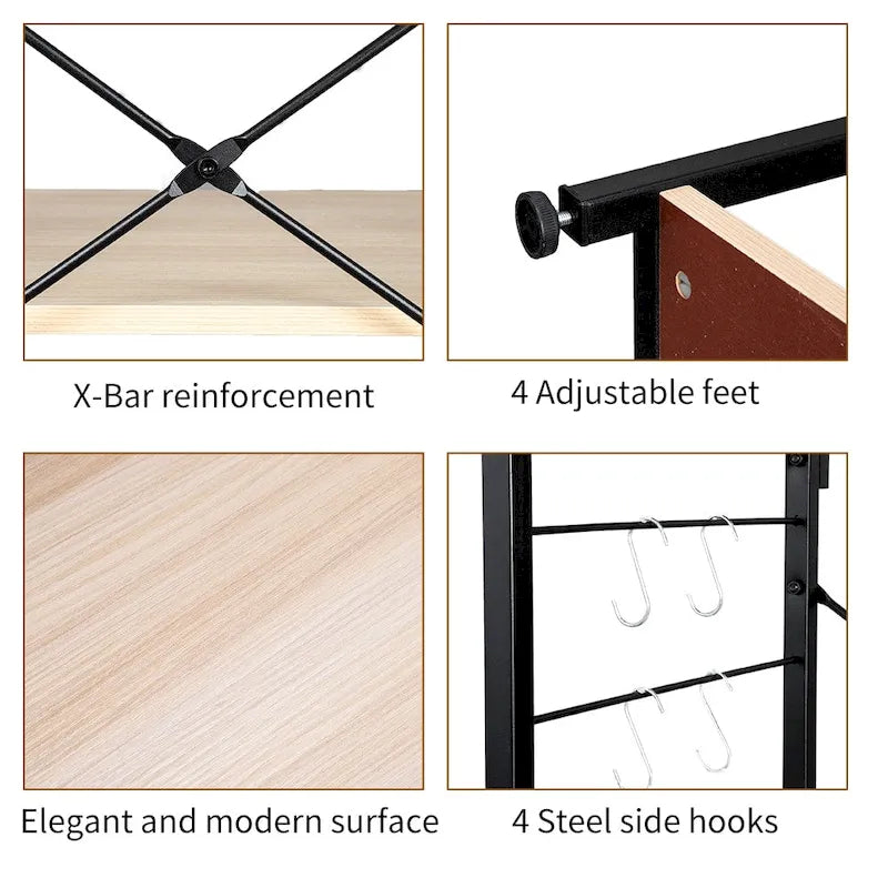 Étagère de cuisine en bois à 4 niveaux, type boulanger