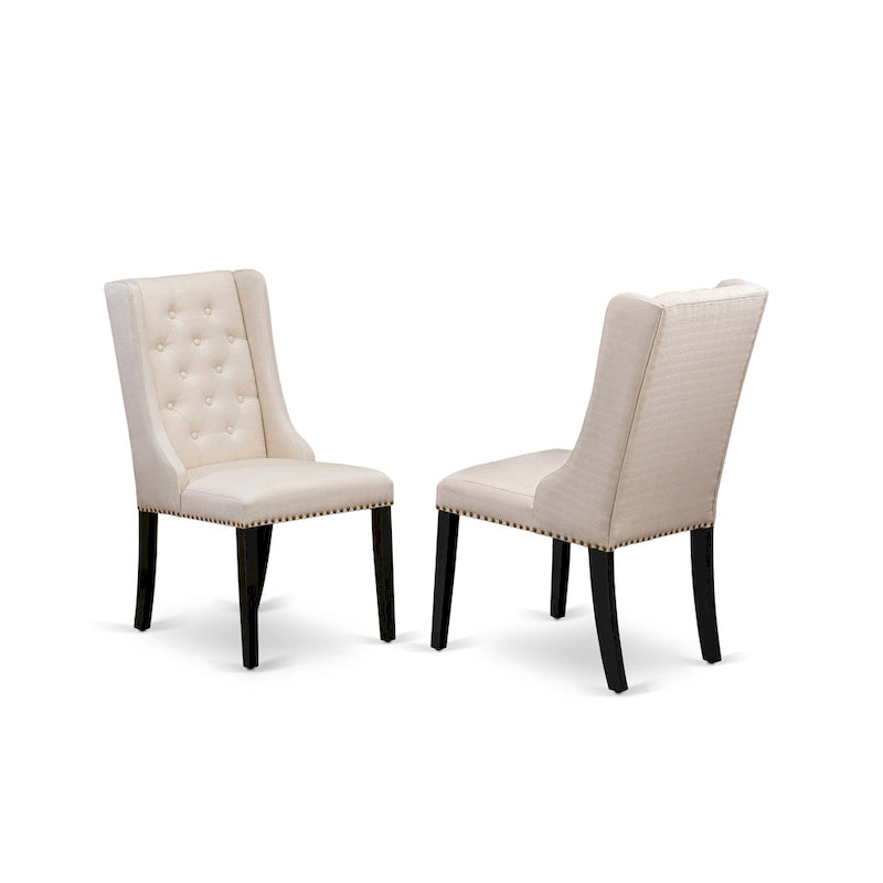 Chaises de cuisine East West Furniture Parson - Chaises de salle à manger capitonnées à boutons et clous décoratifs, ensemble de 2, (Finition et revêtement)