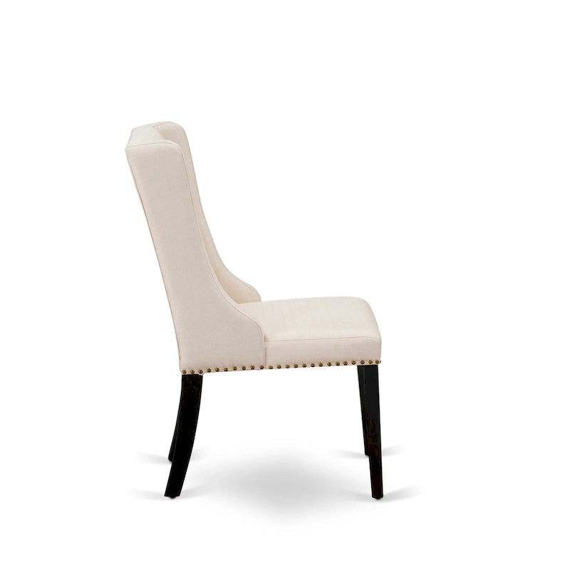 Chaises de cuisine East West Furniture Parson - Chaises de salle à manger capitonnées à boutons et clous décoratifs, ensemble de 2, (Finition et revêtement)