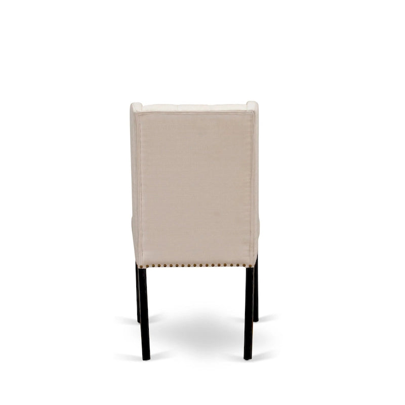 Chaises de cuisine East West Furniture Parson - Chaises de salle à manger capitonnées à boutons et clous décoratifs, ensemble de 2, (Finition et revêtement)