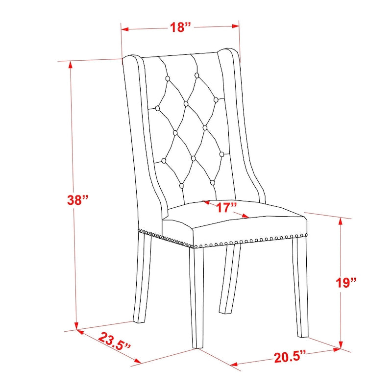 Chaises de cuisine East West Furniture Parson - Chaises de salle à manger capitonnées à boutons et clous décoratifs, ensemble de 2, (Finition et revêtement)