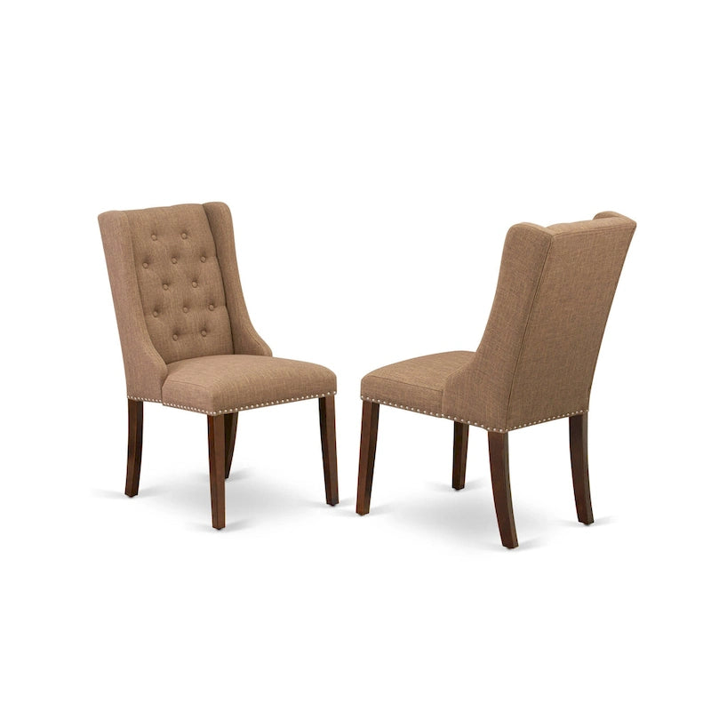 Chaises de cuisine East West Furniture Parson - Chaises de salle à manger capitonnées à boutons et clous décoratifs, ensemble de 2, (Finition et revêtement)