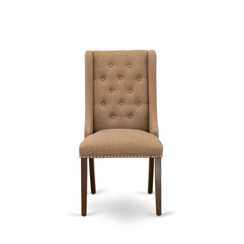 Chaises de cuisine East West Furniture Parson - Chaises de salle à manger capitonnées à boutons et clous décoratifs, ensemble de 2, (Finition et revêtement)