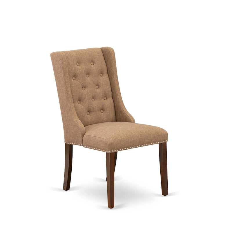 Chaises de cuisine East West Furniture Parson - Chaises de salle à manger capitonnées à boutons et clous décoratifs, ensemble de 2, (Finition et revêtement)